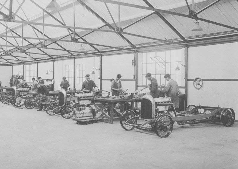 Early 1920's Bentley production in the Cricklewood factory, London
