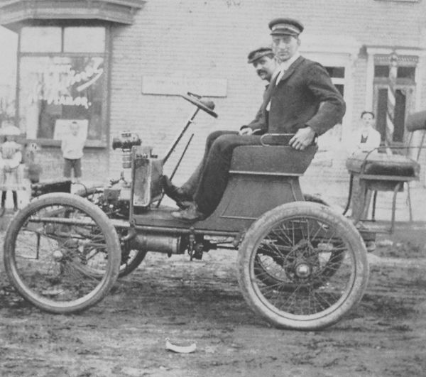 Louis Chevrolet behind the wheel of a de Dion-Bouton Single Cylinder, 1901