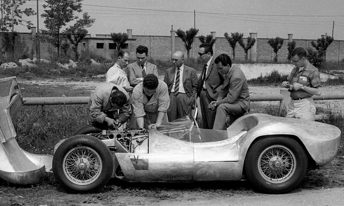 Prototipo Maserati Tipo 60 Birdcage Carrozzeria Allegretti & Gentilini with Fantuzzi, Moss, Alfieri & Bertocchi, Modena 12 May 1959