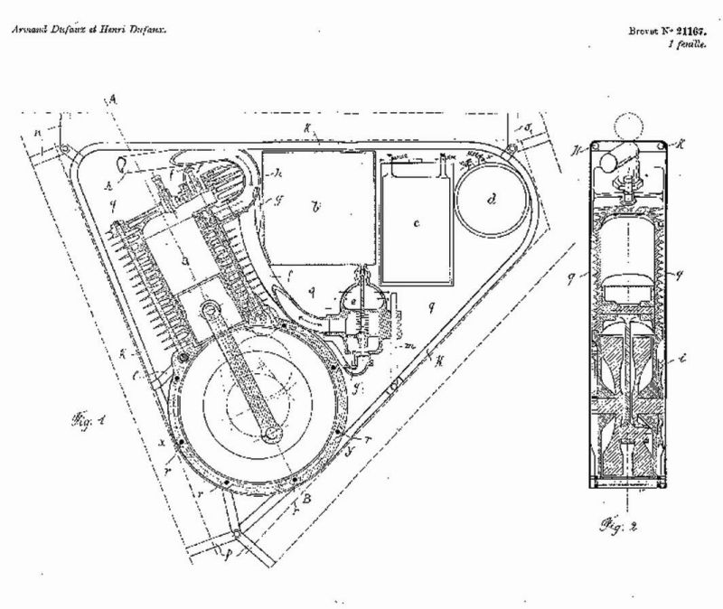 Motosacoche auxiliary engine in a sub-frame Patent No 21167