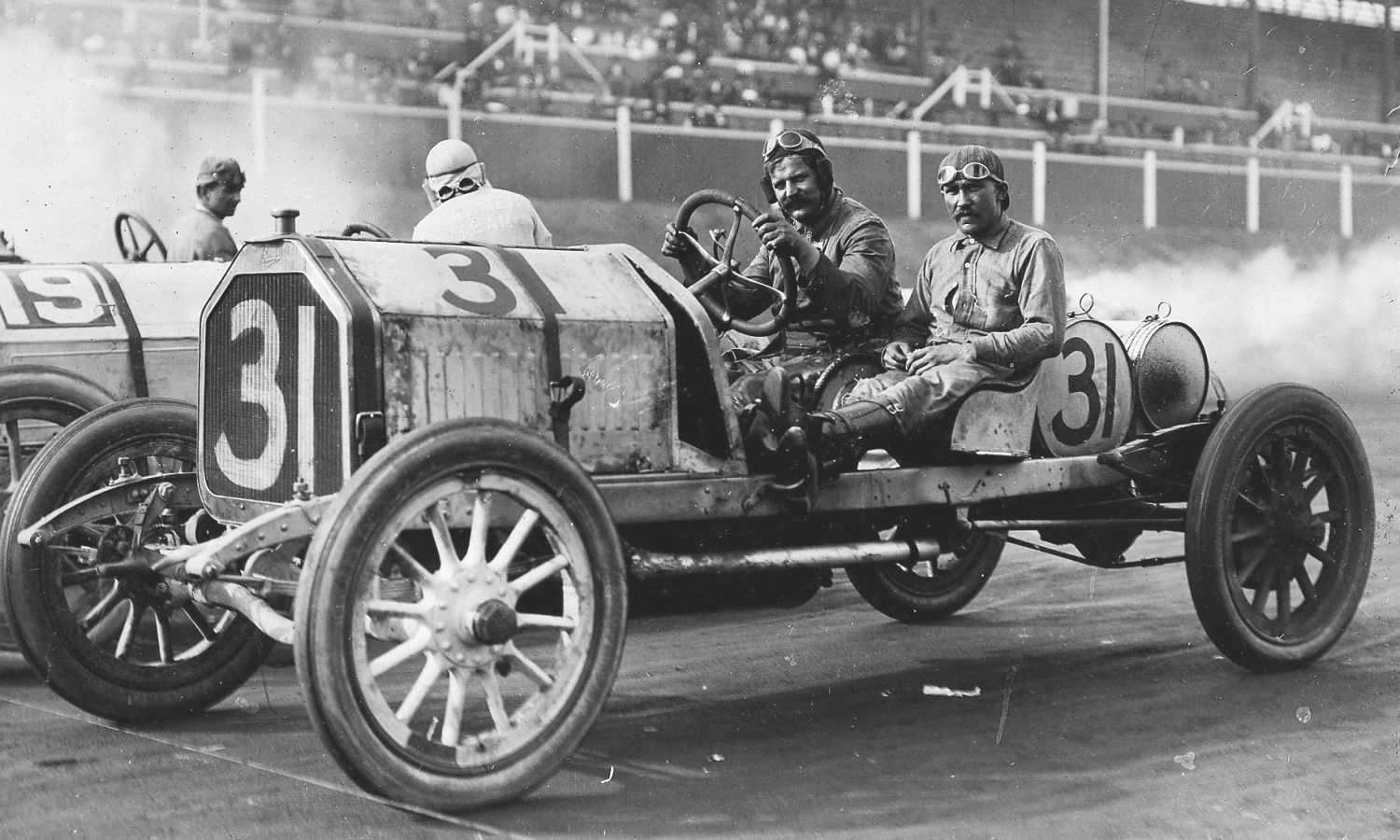 Louis Chevrolet behind the wheel of a Buick for the start of the inaugural race at the Atlanta Speedway, 7 May 1910